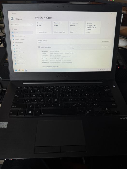 Vand Lapto Asus Pro BU400 A I5 8GB ram 512 SSD