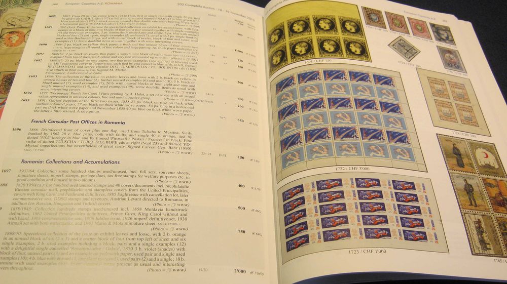 Filatelie/lot 2 cataloguri licitatii timbre CORINPHILA/Europe&Overseas