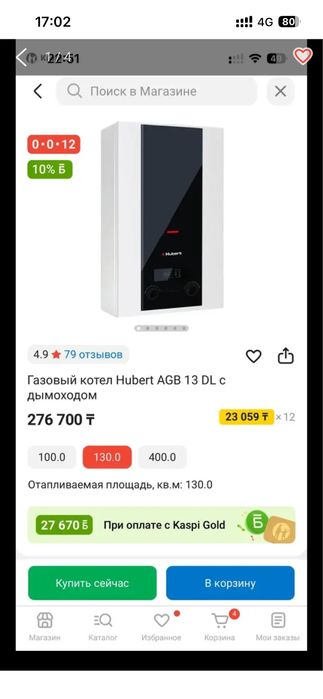 Газовый котел Hubert AGB 13 DL c дымоходом