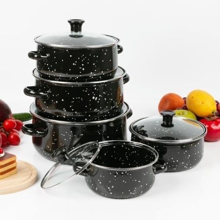 Комплект тенджери Pandeia DP-8357, Емайл, 5 броя