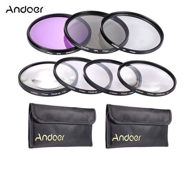 Andoer Lens Filter Kit UV + CPL + FLD + Close-up (1+2+4+10) 77mm