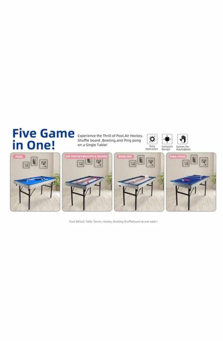 Сгъваема Маса за игри Action One 5 в 1 Multigame, 137 x 69 x 79 см