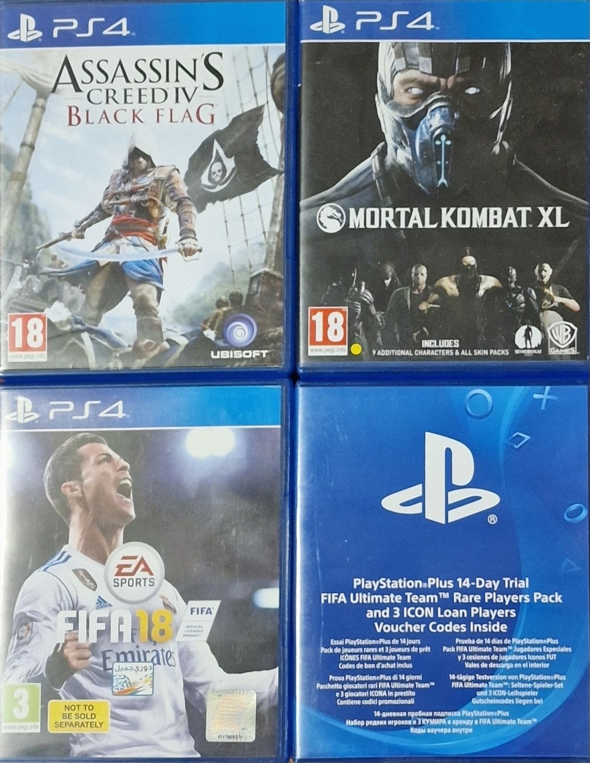 PS4 jocuri MK,Fifa19, Assassin's Creed +14 zile PS Plus