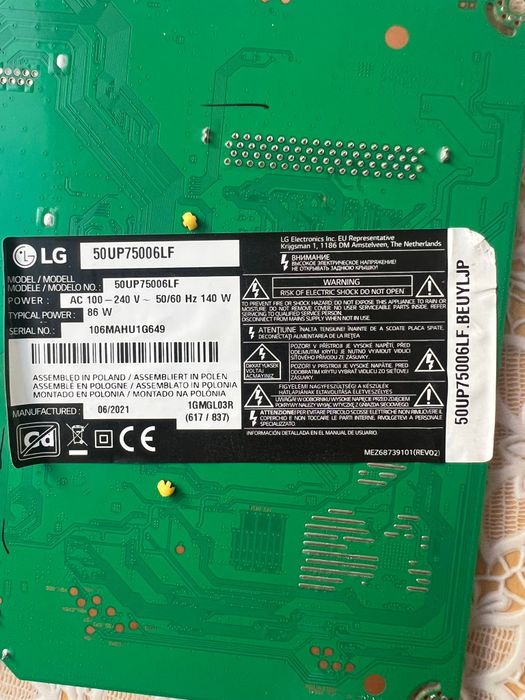 Vând placa de baza TV LG50up75006LF