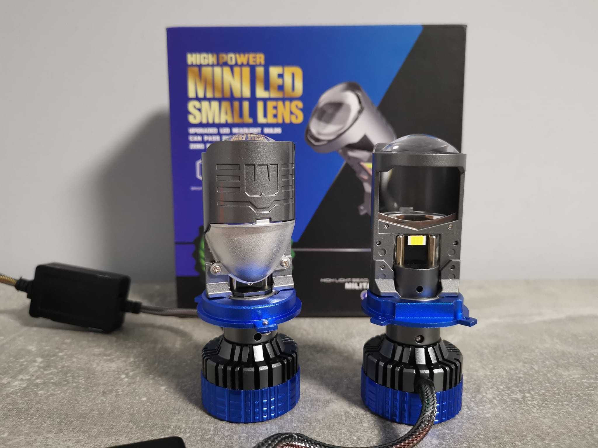 LED мини проектори H4 за основни фарове с лупа