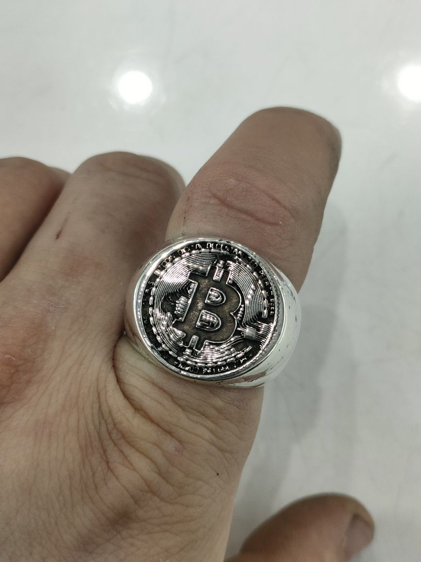 Inel Ghiul barbatesc argint 925 Bitcoin