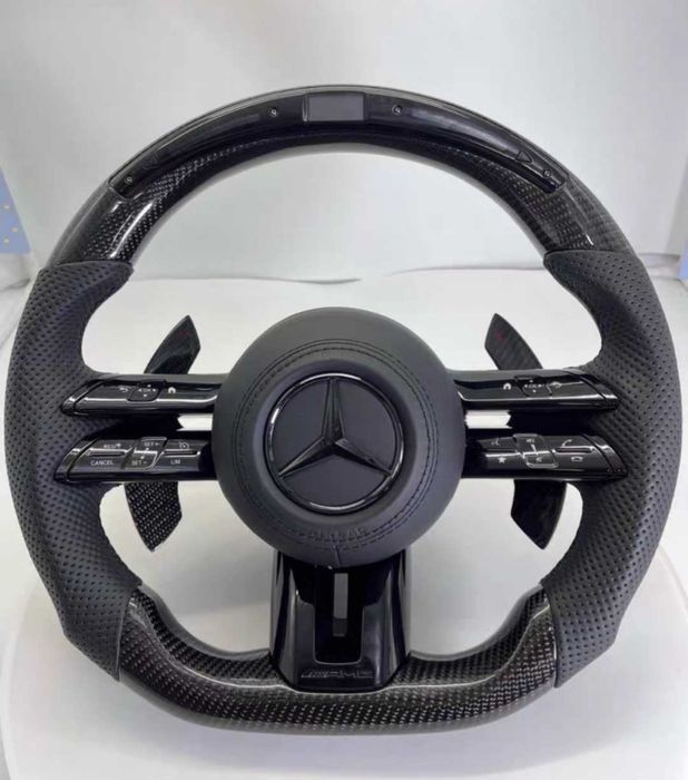 Mercedes AMG спортен волан Carbon & кожа с LED дисплей (2019–2022)