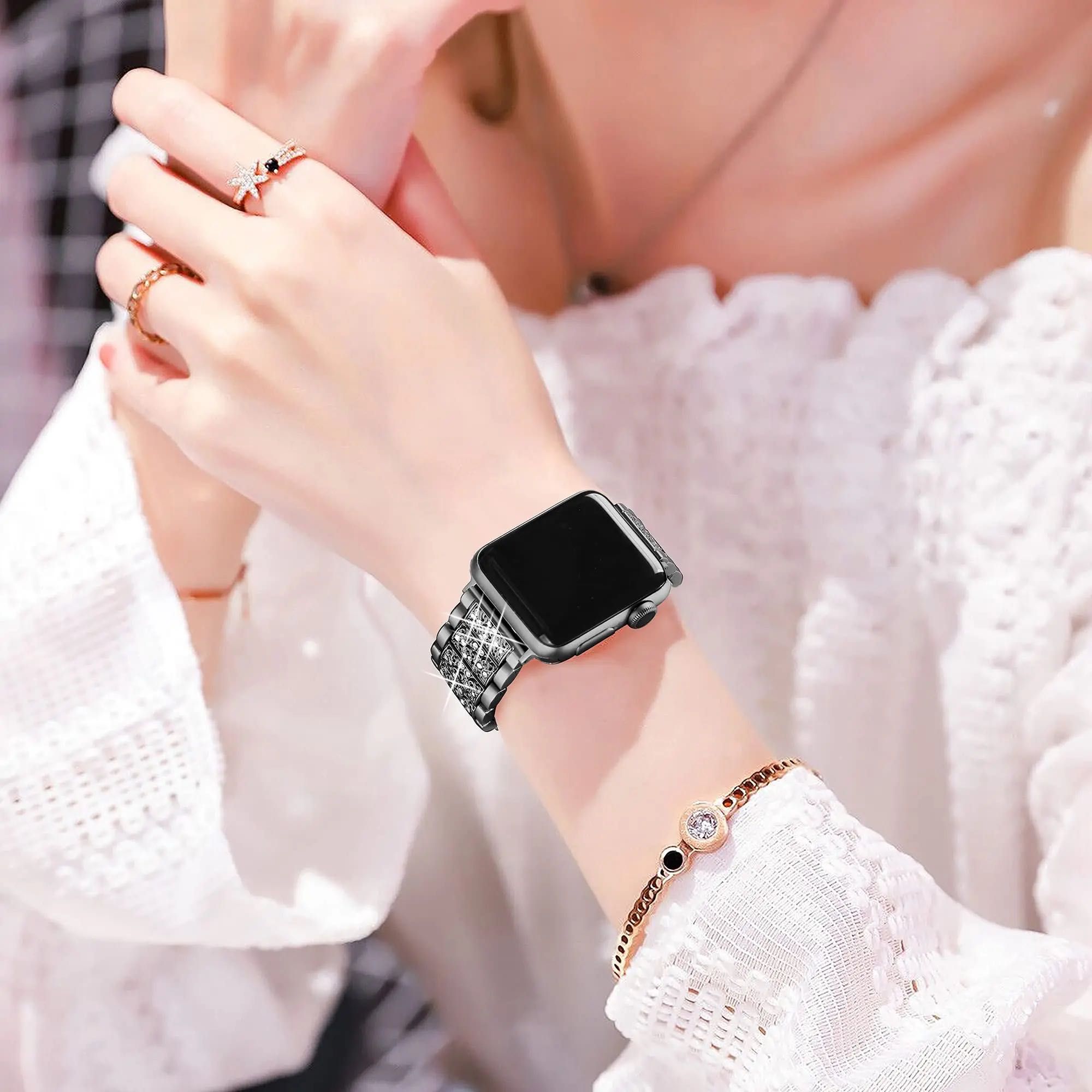 Метални каишки с камъчета за Apple Watch ULTRA/SE/11/10/9/8/7/6/5