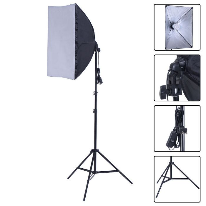 Softbox cu difuzie lampa cu 1 soclu E27 si 50x70 cm, studio, videochat