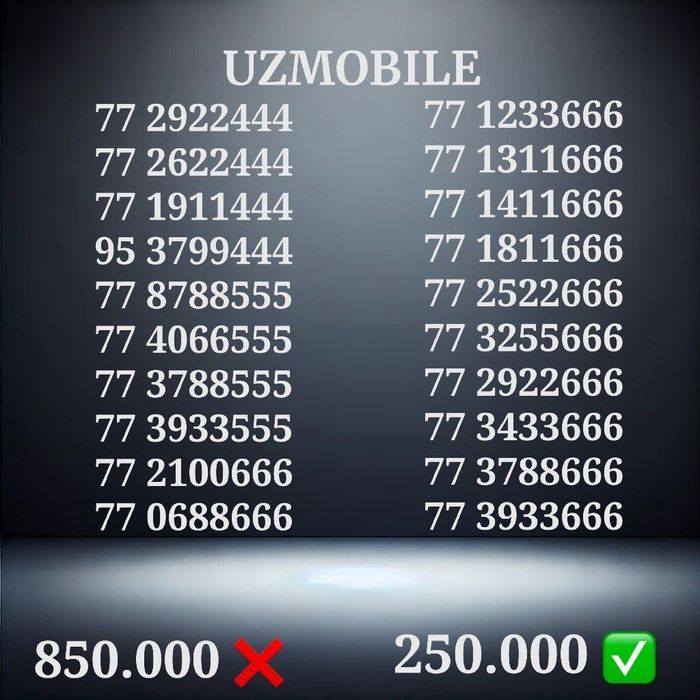 Uzmobile Chiroyli raqamlari/ узмобайл красивые номера