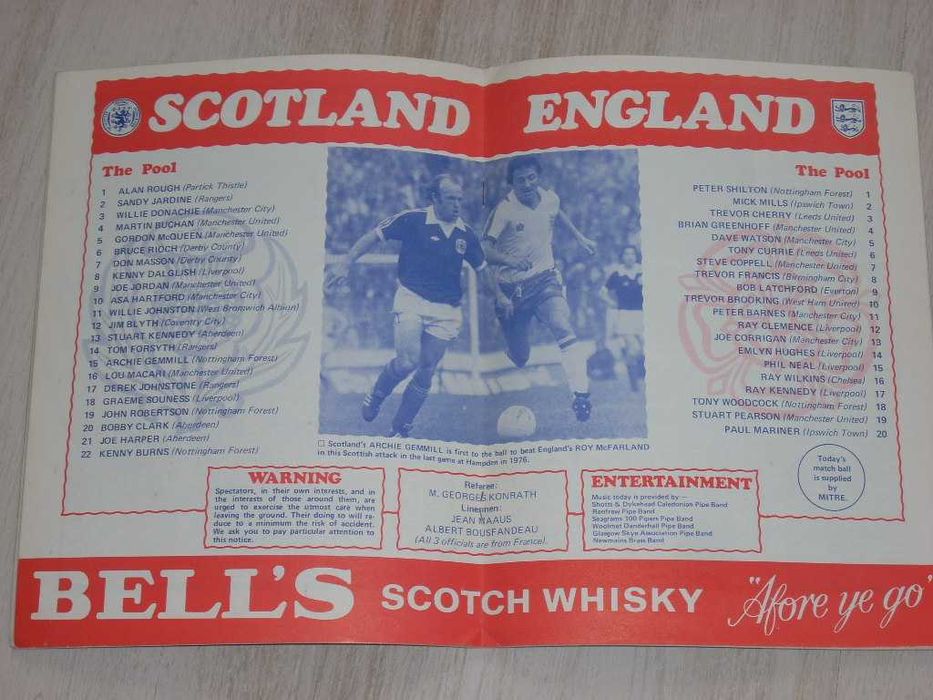 Оригинални футболни програми на Шотландия срещу Англия от 1978 до 1989