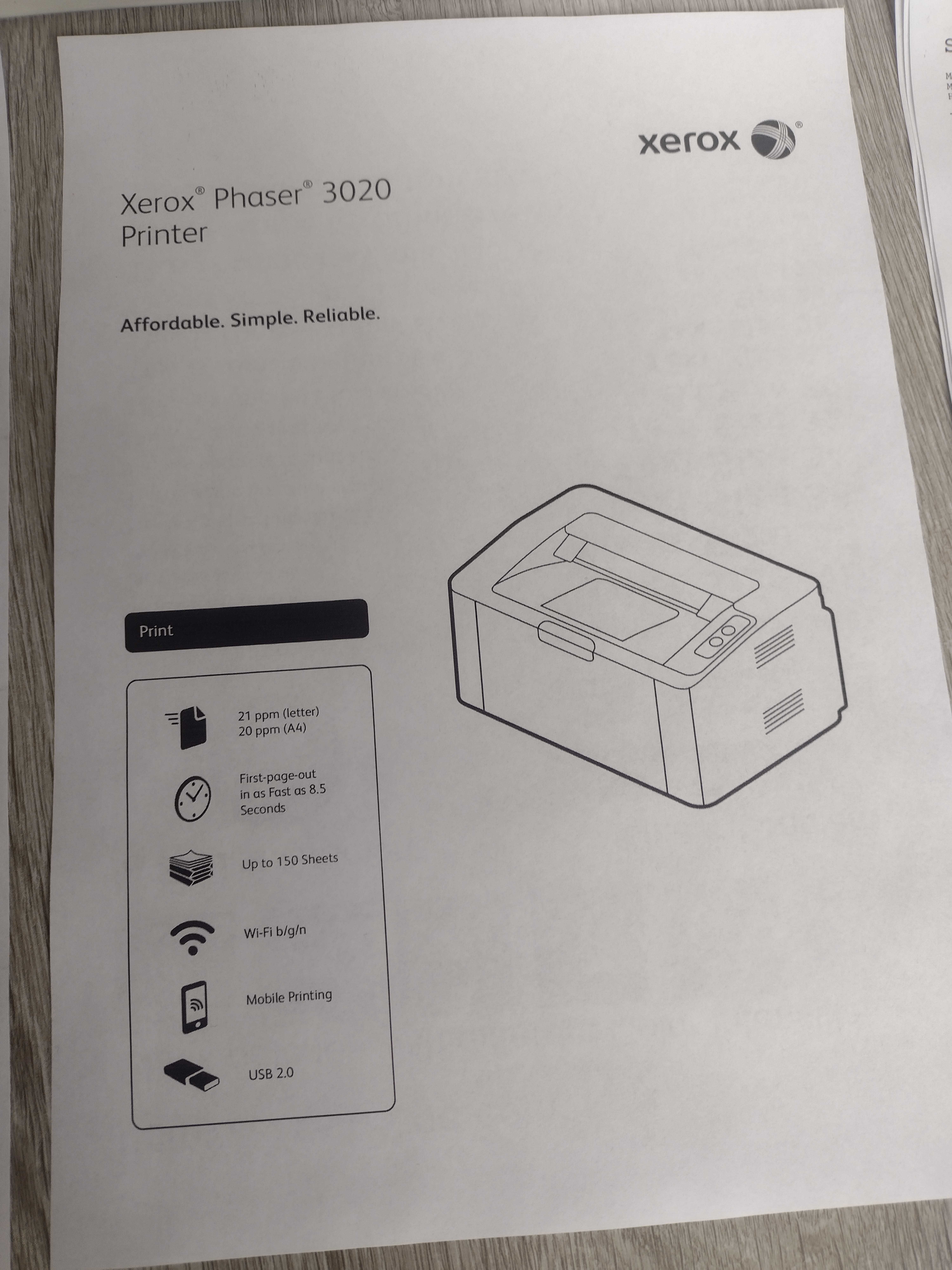 Лазерен принтер Xerox Phaser 3020