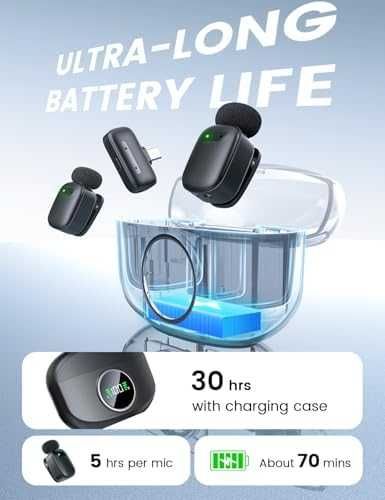 Нов Безжичен мини микрофон USB-C с шумопотискане и кейс 30 часа работа