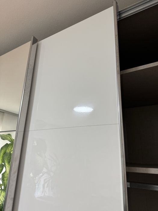 Dressing/Dulap 317/225/60 cm 3 usi culisante alb lucios/oglinda