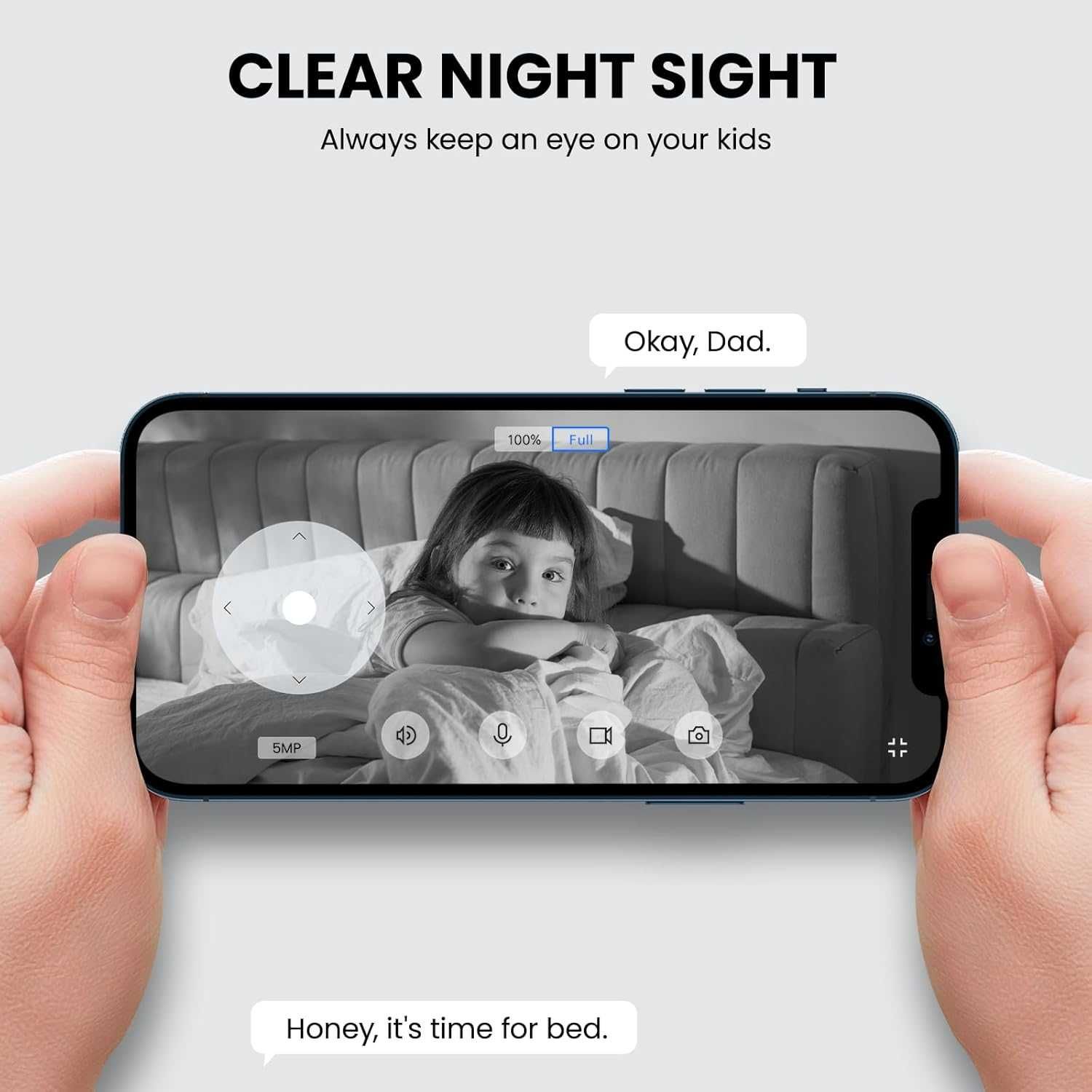 НОВA! Вътрешна камера за видеонаблюдение, 3K (5MP) WiFi, Alexa