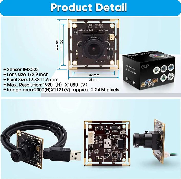Cameră USB 2MP IMX323 cu microfon, 1080P