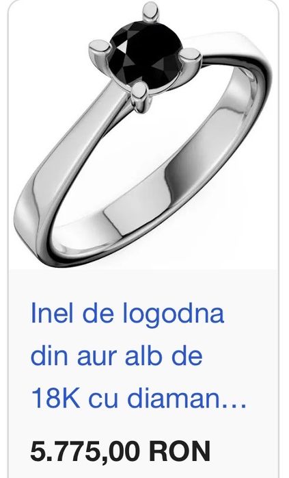 Inel logodna Teilor 750 diamant negru marimea 51 nou