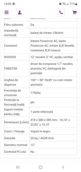 Vând boxe Verse insider 12 si sub15 mkII( ca fbt, dynacord, rcf)