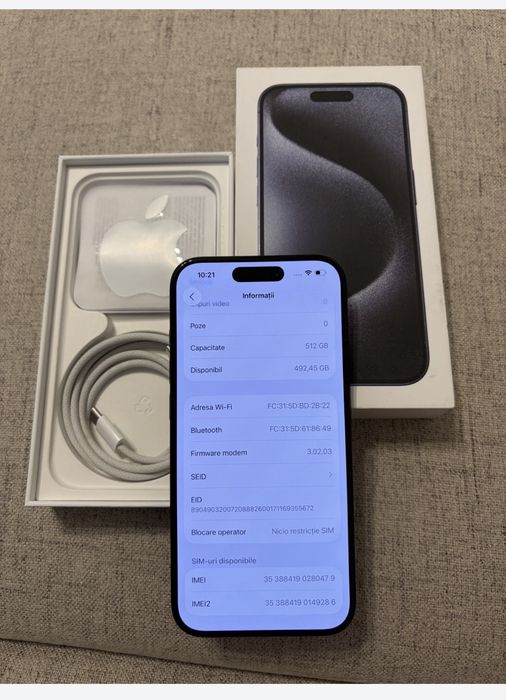 iphone 15 pro 512gb blue titanium impecabil