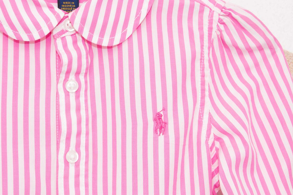 Polo Ralph Lauren оригинална детска рокля розово бяло райе с колан 3 г