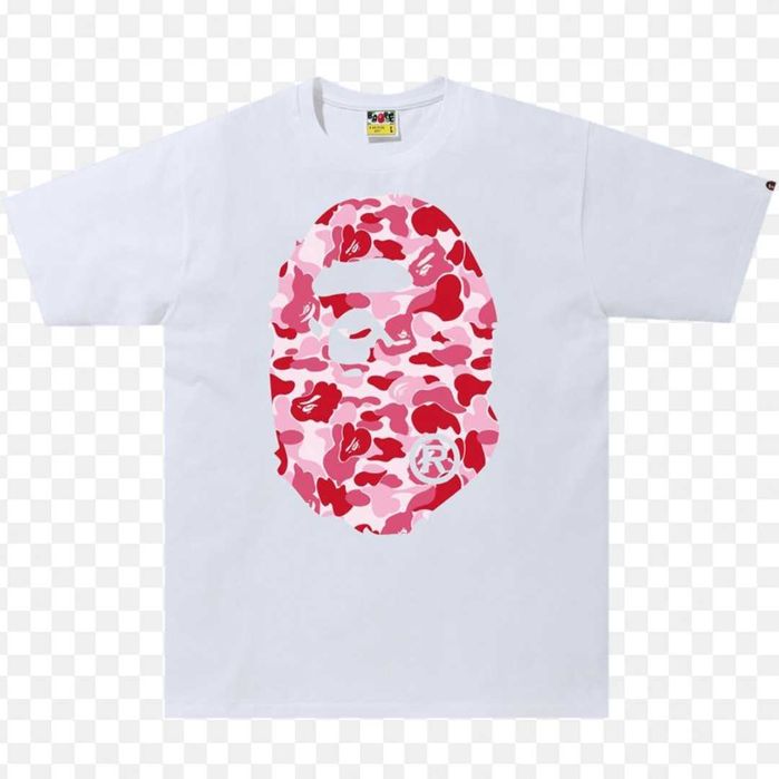 Bape тениска бяло с розово