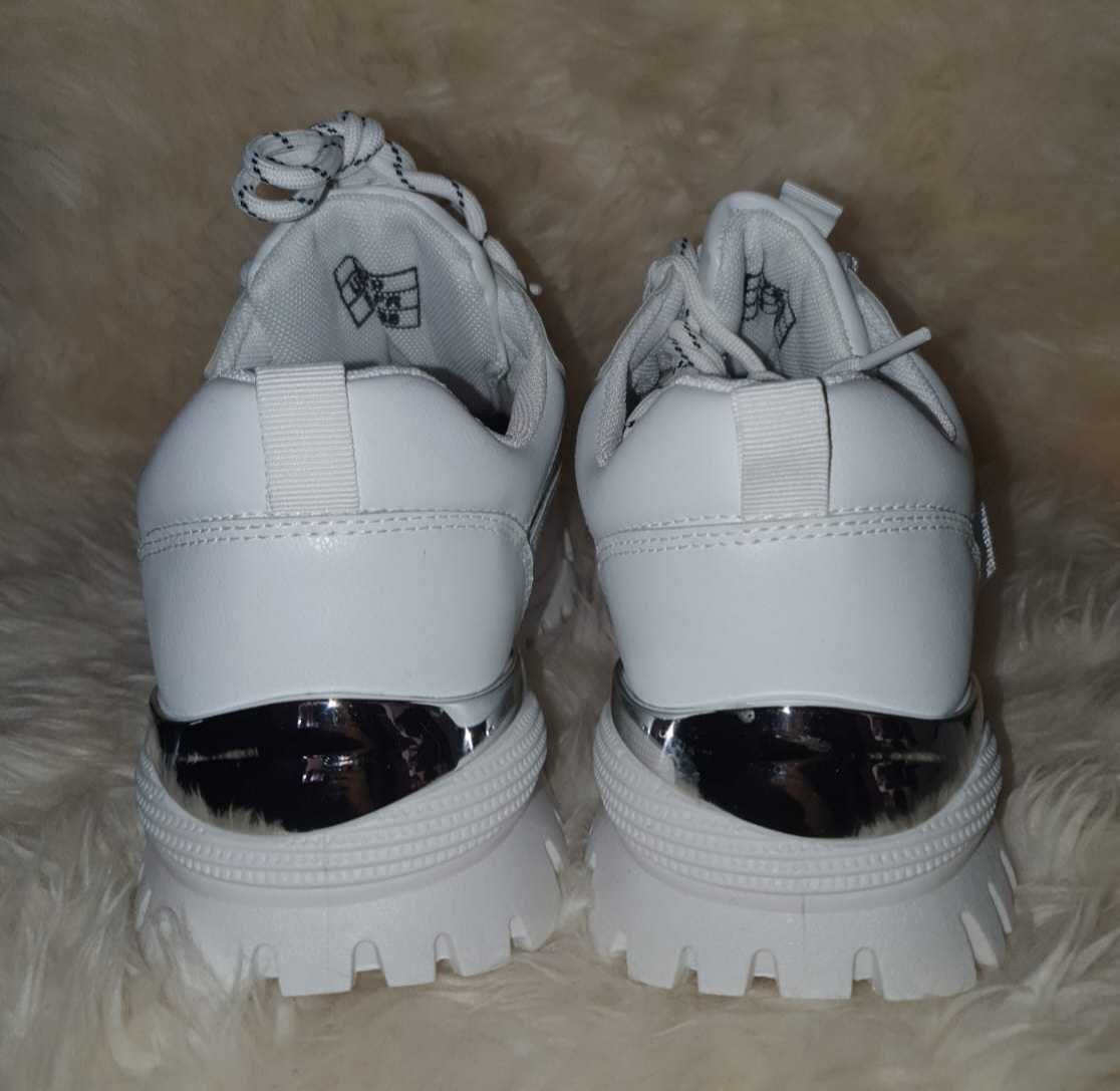 Pantofi sport dama albi cu plaforma noi din piele ecologica masura 38