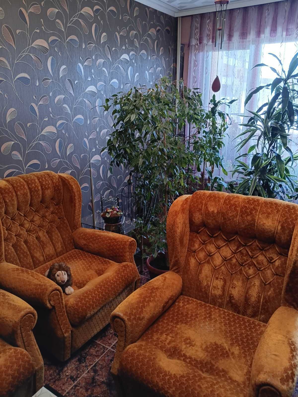 Холна гарнитура от масивно дърво – разтегателни дивани + 2 фотьойла