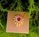 Inel vintage din aur de 18K si rubelit natural