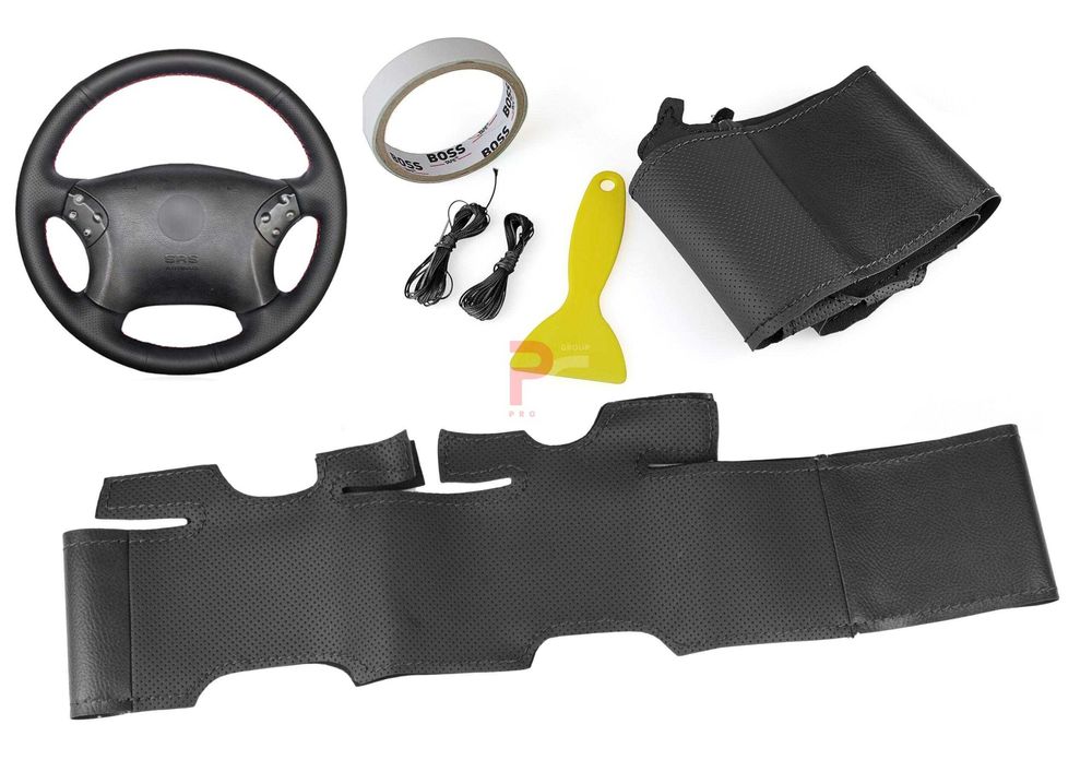 Husa volan piele negru 38 cm. Mercedes Benz  W203