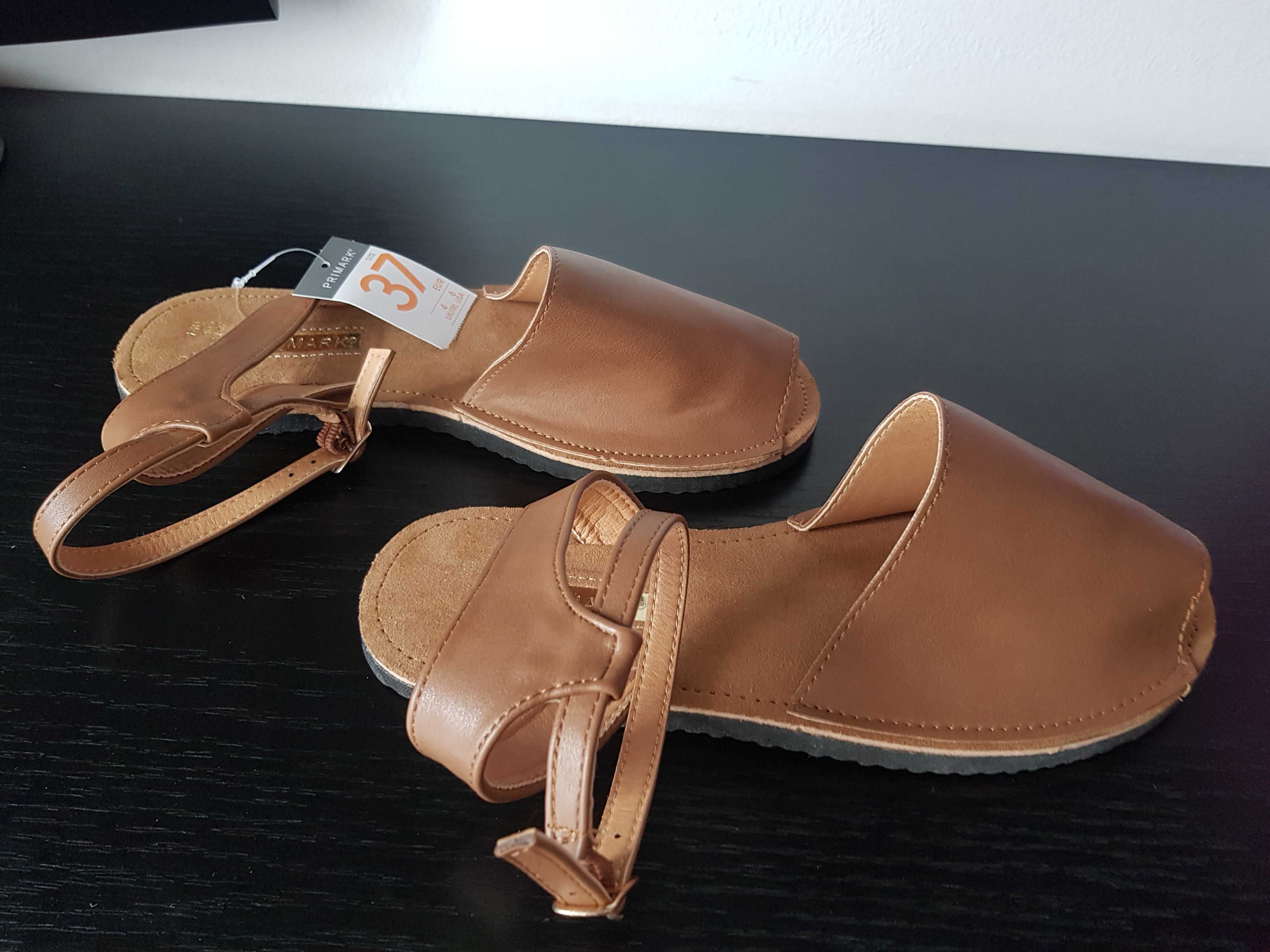 Sandale NOI din piele maro 37 (24 cm)