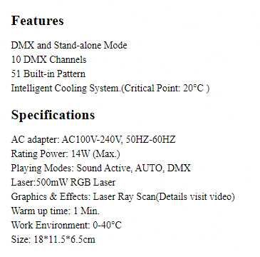 Laser ALIEN 500mw RGB -Beam  Lumini DJ Noi Sigilate