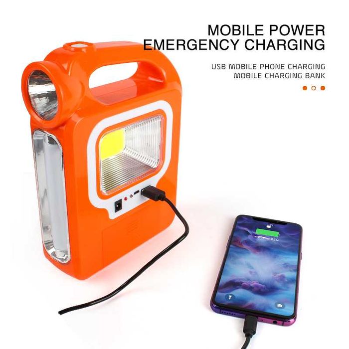 Lanterna cu dock incarcare, bec pe fir, panou solar