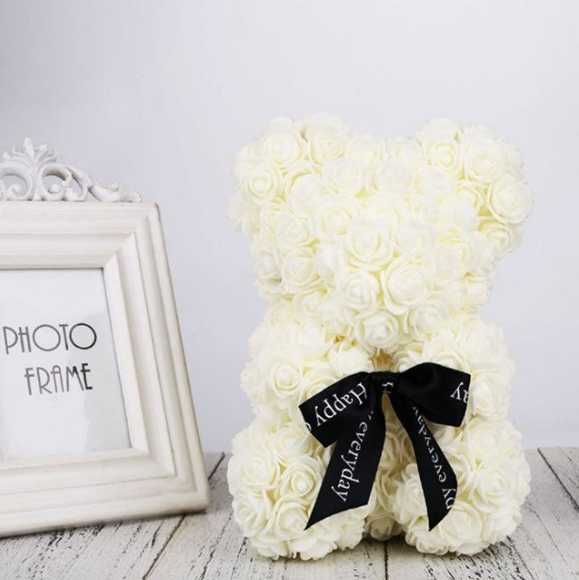 Ursulet,Handmade,trandafiri de spuma,Teddy Bear 40 cm,LED.