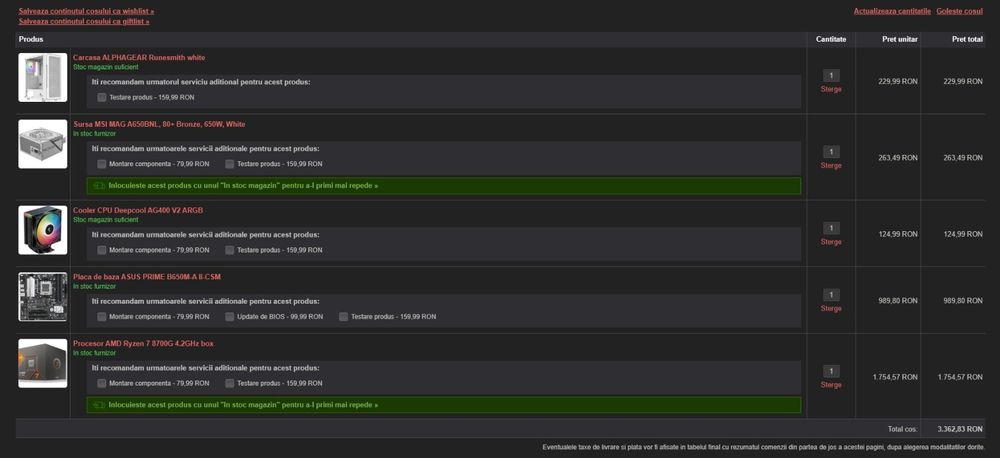 Kit AM5 - procesor ryzen 7 + placa de baza + sursa + carcasa + cooler