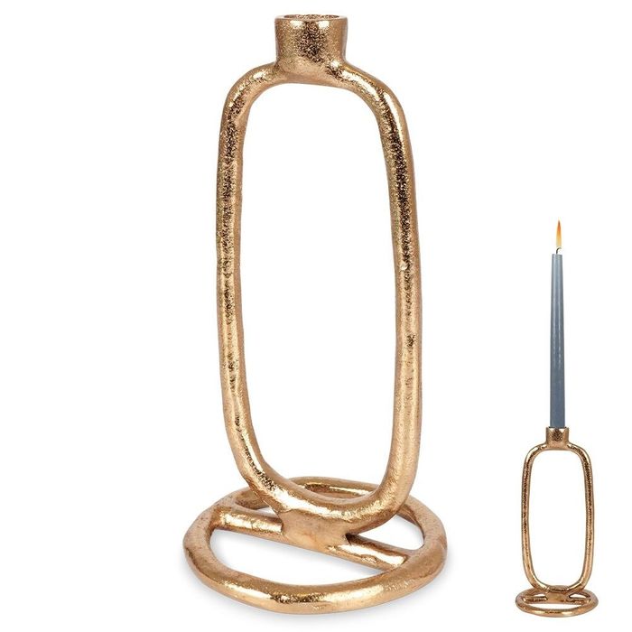 Suport de lumanare, Home Styling Collection, Aluminiu, 24 cm, Auriu