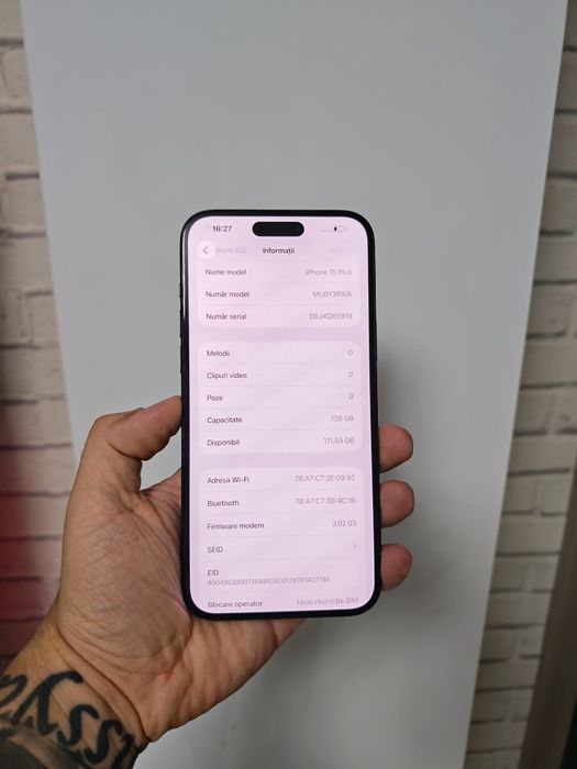 iPhone 15 Plus Black 128GB totul original impecabil liber retea