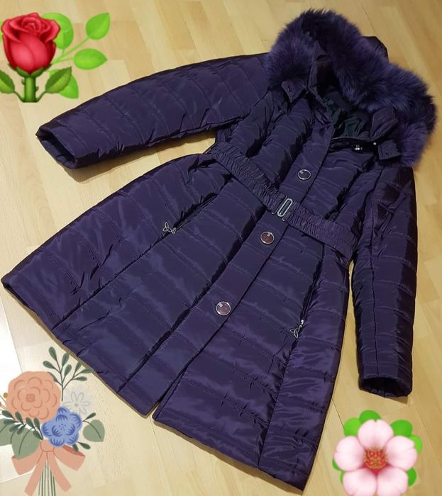 Haina matlasata dama,sezonul rece,material impermeabil,gluga blana nat