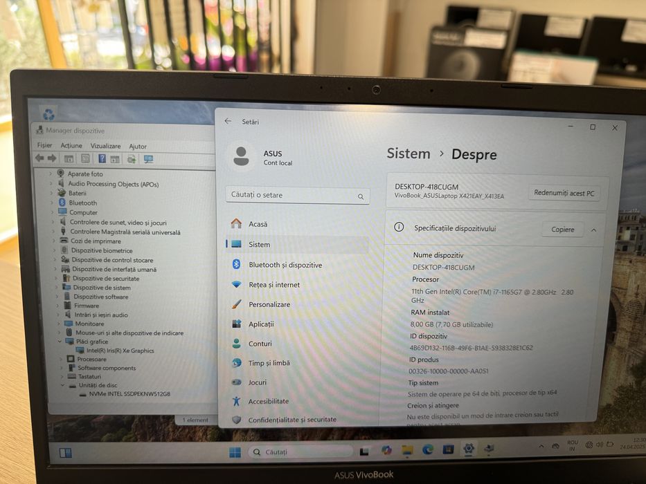 Laptop ASUS Vivobook 15 X421EAY Intel Core i7-1165G7 8GB/512GB SSD!!