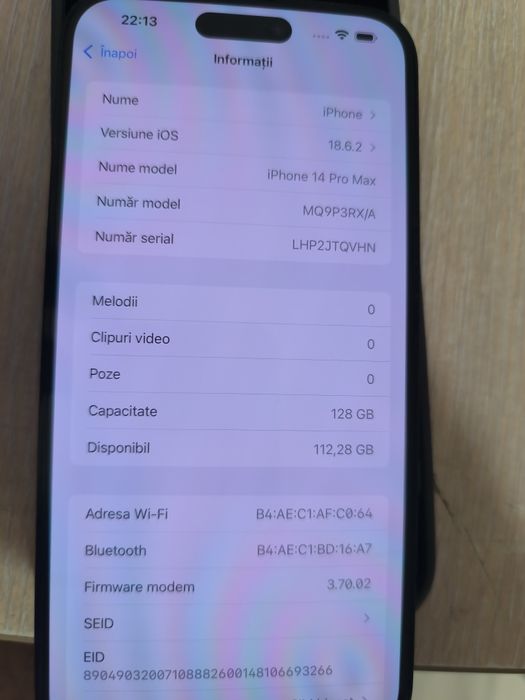 Iphone 14 PRO MAX 128GB/87% baterie/folie+husa /la cutie/10/10