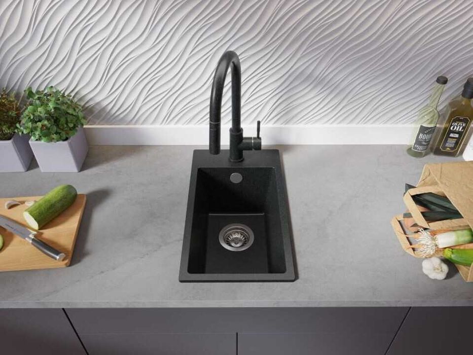 Графит кухненска гранитна мивка Рига 30 XL 280 x 500 mm
