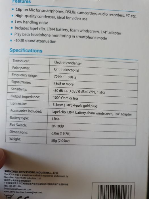 Vând microfon BOYA BY-M1 Pro  10/10