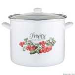 Oala cu capac, din inox emailat lucios, alba, 14l, 28cm, Kanila,