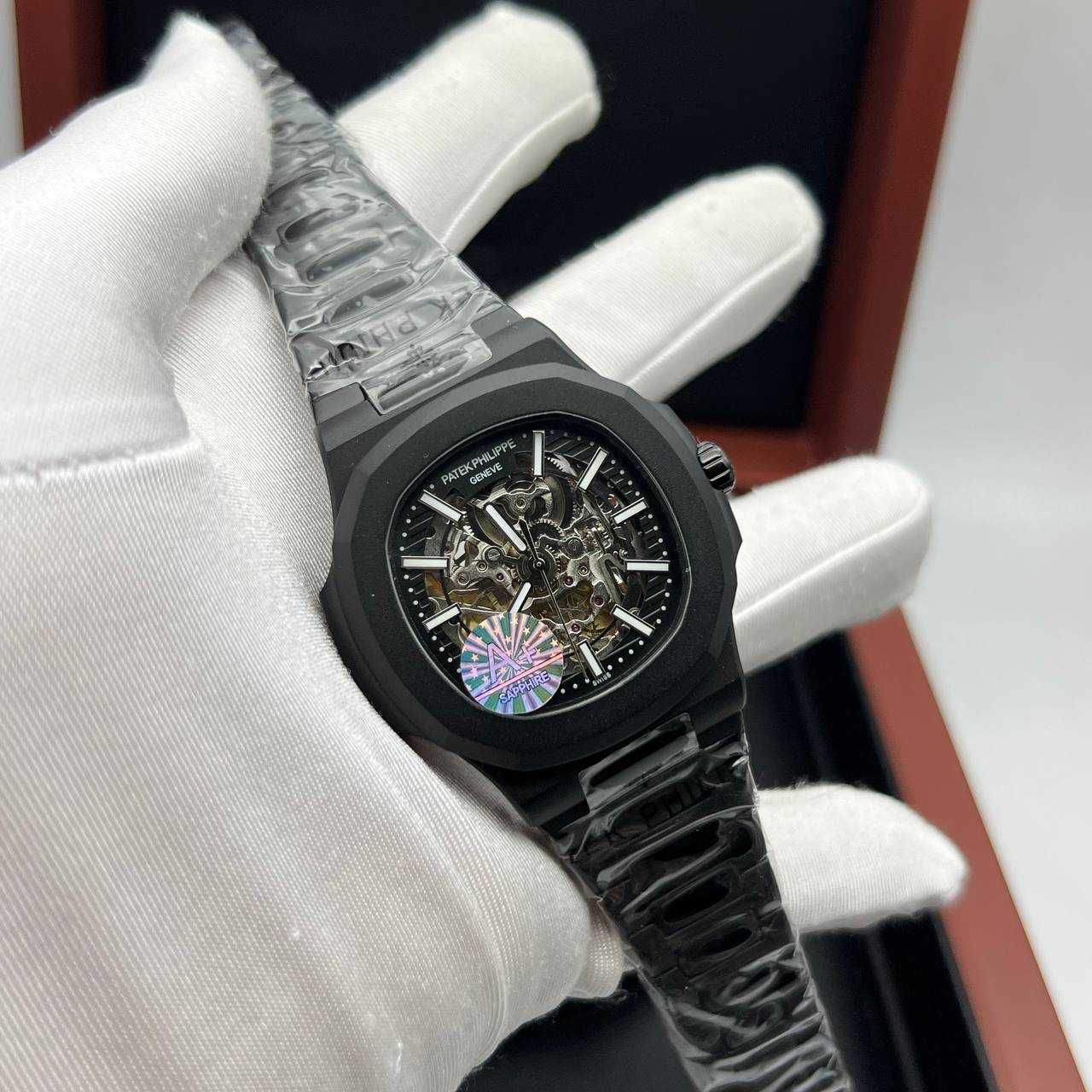 patek philippe nautilus черно/скелет