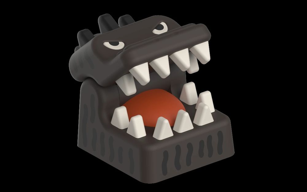 KeyTok Black Classic Godzilla keycaps + artisan keycap