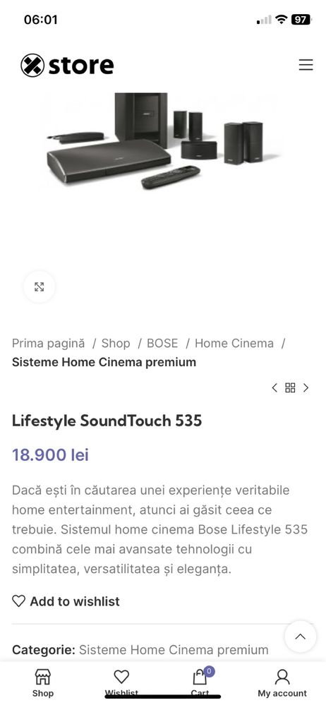 BOSE LifeStyle 535 Serie 3 Wi-Fi Bluetooth Preț de MAGAZIN 18900Lei