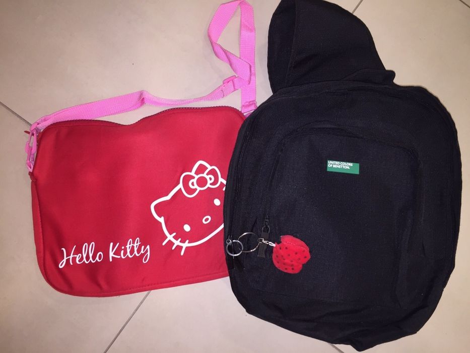 Set rucsac United house of Benetton si geanta Hello Kitty, ca noi