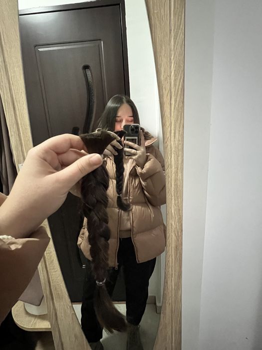 Coadă de păr natural impletită nevopsita