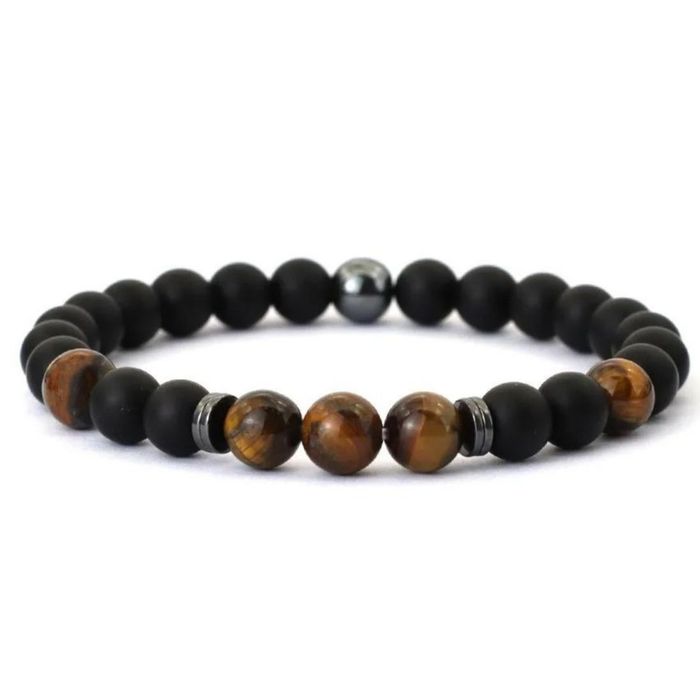 Подарочный мужской браслет с натуральными камнями.