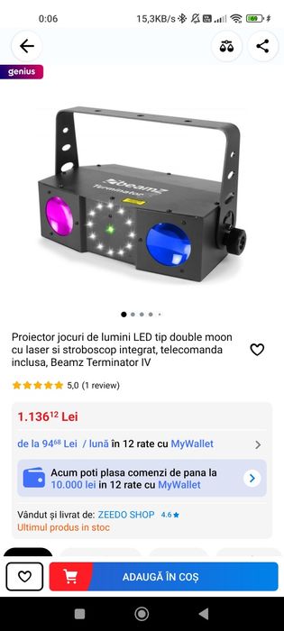 Vând proiector laser jocuri lumini Sh folosit 2 saptamani