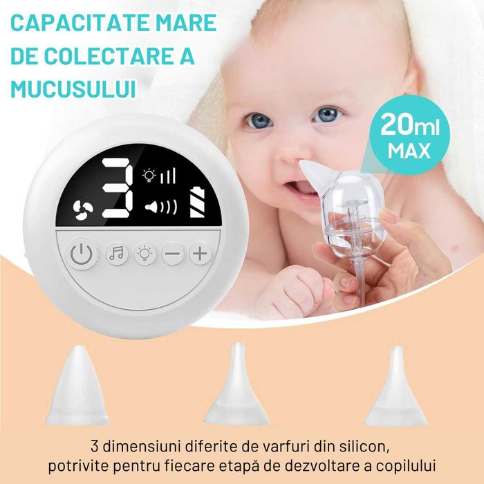 Aspirator nazal electric pentru bebelusi si copii,9 niveluri aspiratie
